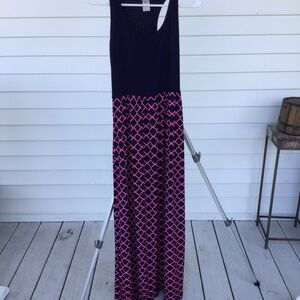 Women’s Pink Coconut Boutique Navy and Pink T-Shirt Sleeveless Maxi Dress